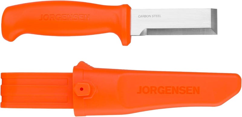Jorgensen Wood Chisel Knife with Sheath, Wood Chisel for Woodworking with Ergonomic Handle, SK5 Carbon Steel Blade, Full Tang Design, for Carving, Whittling, Splitting - Image 1